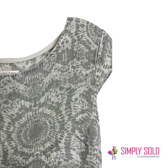 Lina Tomei Women's 100% Linen Italian Palma Dress Green Cap Sleeve Crew Neck XL - Picture 4 of 8